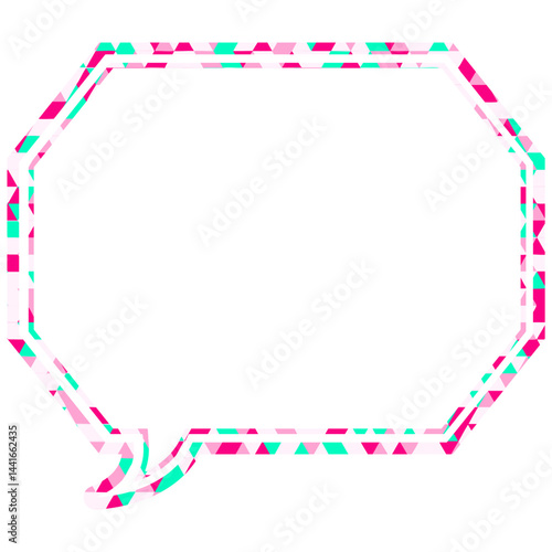 ステンドグラス風吹き出し　三角形模様　角のある八角形
