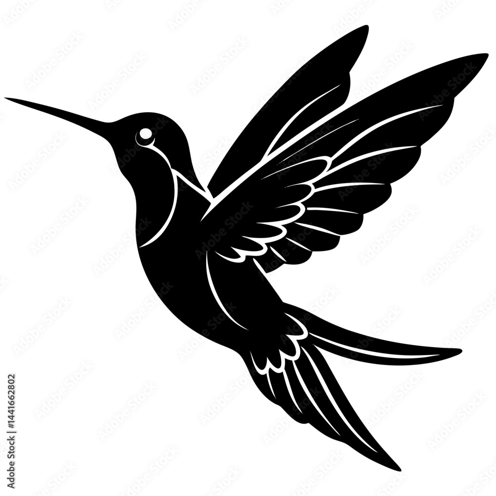 Fototapeta premium Hummingbird Silhouette vector illustration