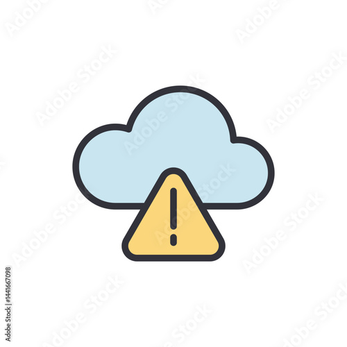 Cloud warning colored icons, minimalist vector illustration ,simple transparent graphic element .Isolated on white background