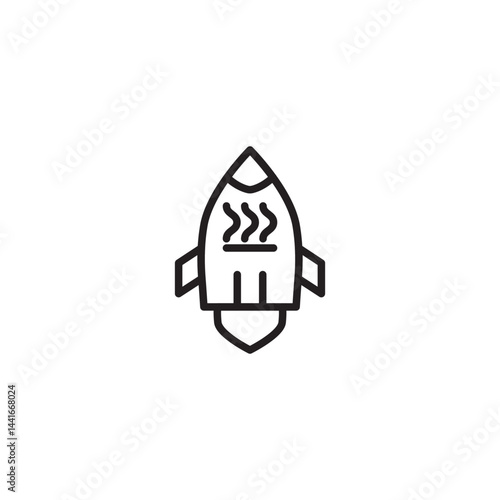 Rocket with heat waves icon. A spacecraft emitting heat or propulsion, symbolizing rapid heating or a powerful energy source.