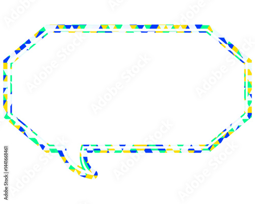 ステンドグラス風吹き出し　三角形模様　細長い八角形