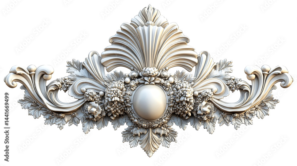 Ornate decoration with floral and shell motifs Ornate decoration with floral and shell motifs