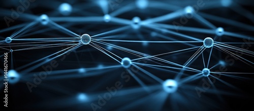 abstract representation of a connected network with glowing sphe