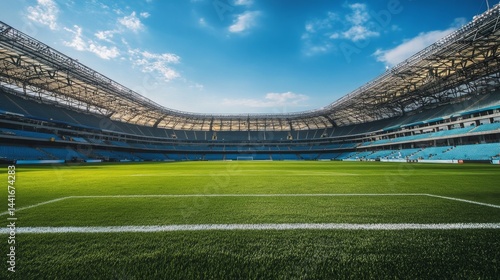 Exciting football match at modern stadium urban city sports photography daytime wide angle competition atmosphere