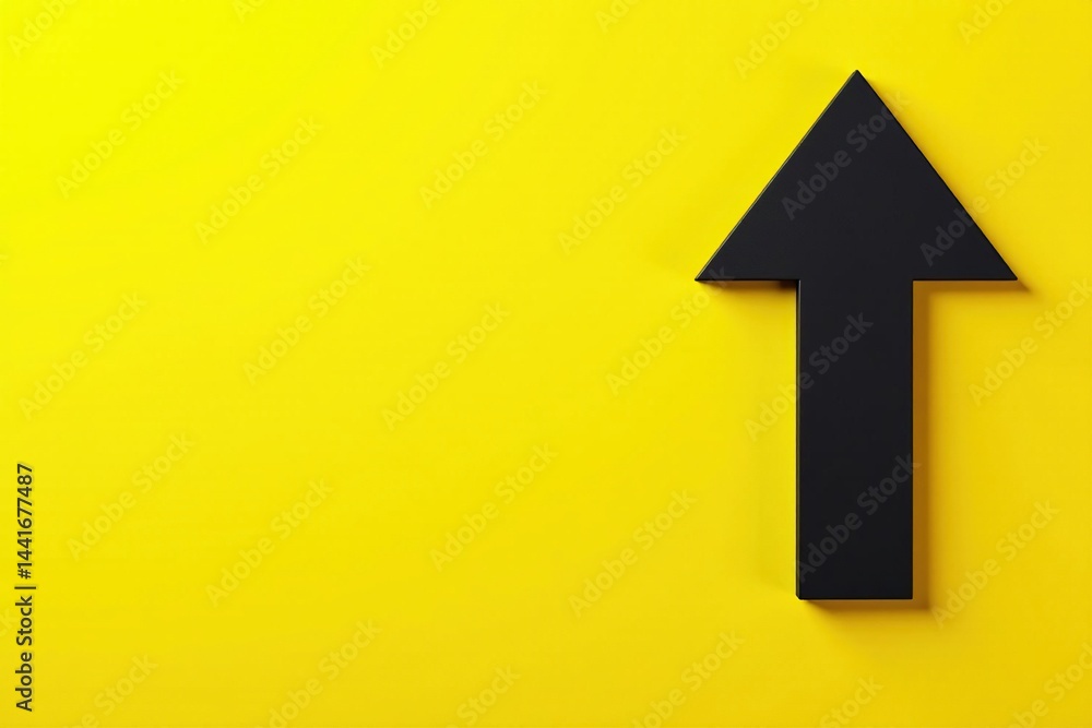 Bright yellow banner featuring contrasting black up and down arrows , movement, indicator, ribbon Bright yellow banner featuring contrasting black up and down arrows , movement, indicator, ribbon