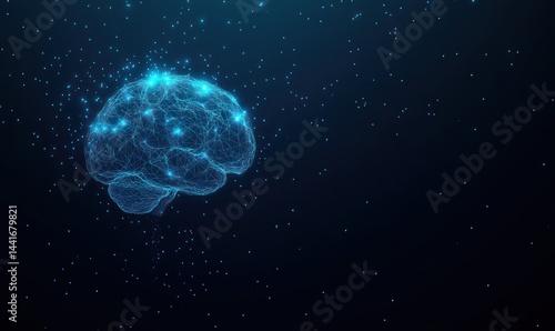 Abstract representation of a human brain in digital space.