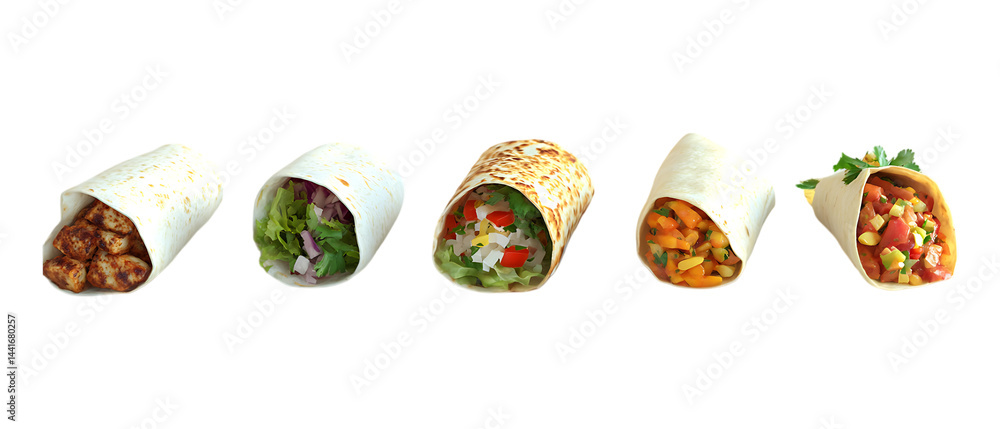Pack of Burritos Against Transparent Background for Food Branding, Mexican Cuisine Promotion, or Culinary Design Projects Pack of Burritos Against Transparent Background for Food Branding, Mexican Cuisine Promotion, or Culinary Design Projects