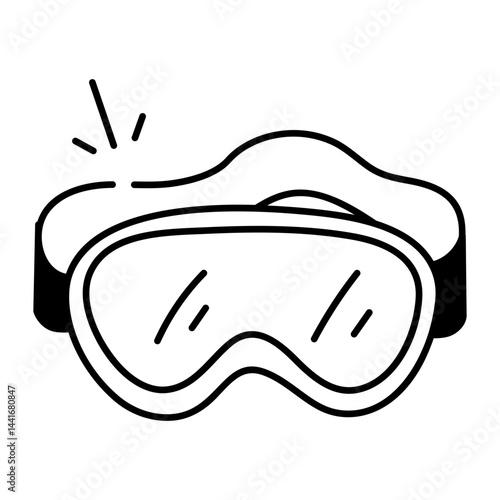 A hand drawn style icon of a ski goggles 
