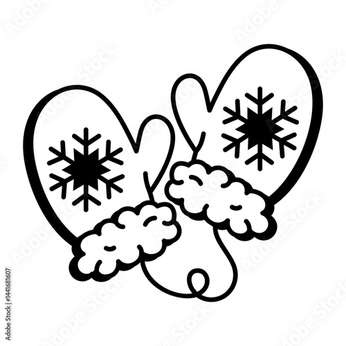 A doodle style icon of winter gloves 
