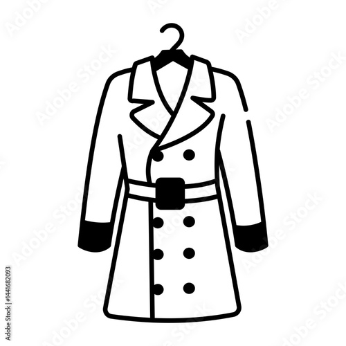 A doodle style icon of a long coat 
