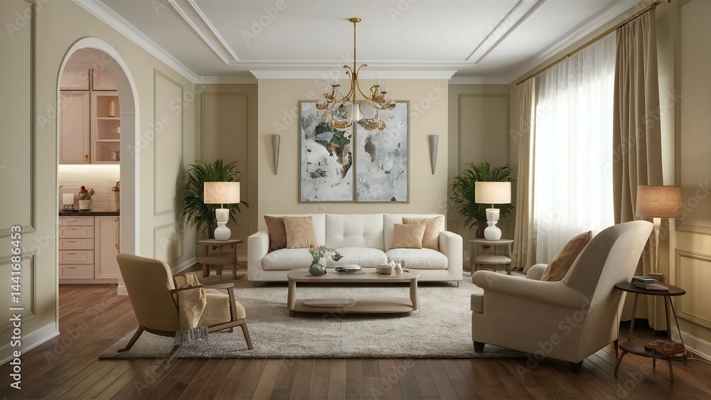 Fototapeta premium modern living room with fireplace