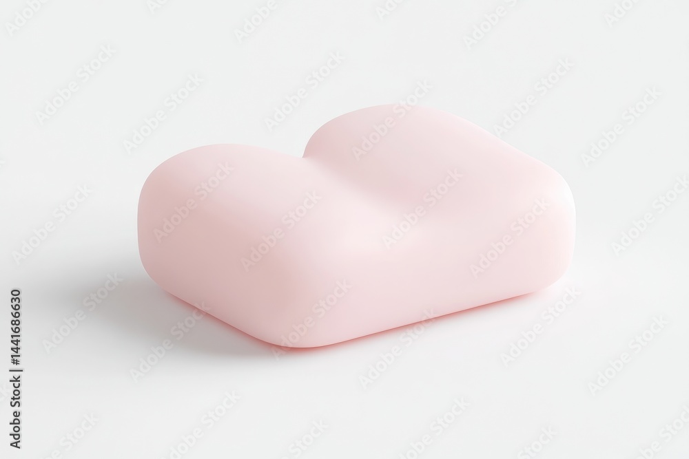 Fototapeta premium A minimalist 3D rendered soft pink letter H rests on a plain white background.