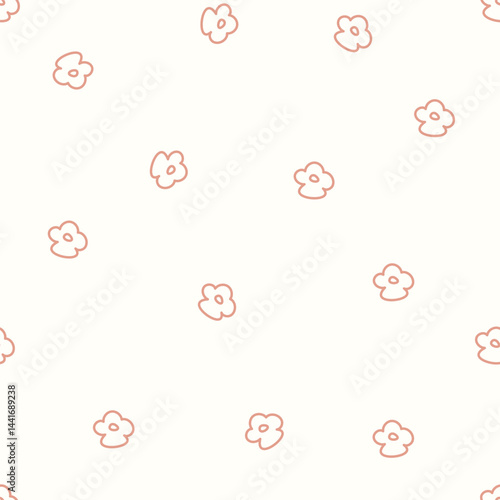 Hand drawn naive daisy flowers on white background. Vector illustrtion with flowers.