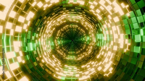 Enter a dazzling dimension with this Tunnel with Shining Spiral VJ Loop in stunning 4K resolution. Featuring a glowing spiral winding through a futuristic tunnel, this seamless loop creates a hypnotic