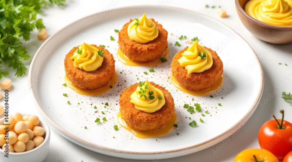 Delicious Chickpea Fritters with Creamy Turmeric Sauce Delicious Chickpea Fritters with Creamy Turmeric Sauce