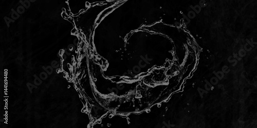 water splash on black background. water splash black background backdrop fresh. Blue water splash isolated on black background.  3D illustration. Blurred images of close-up soda water bubbles . .