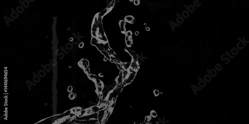 water splash on black background. water splash black background backdrop fresh. Blue water splash isolated on black background.  3D illustration. Blurred images of close-up soda water bubbles . .