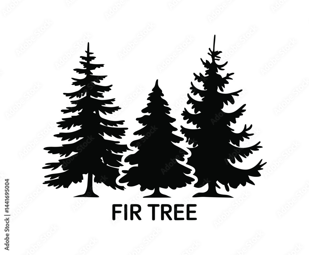 Obraz premium Minimalist Fir Tree Silhouette EPS Template Collection