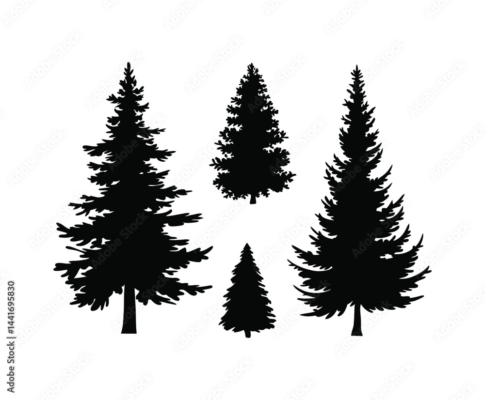 Obraz premium Simple Fir Tree Silhouette EPS Template Illustration