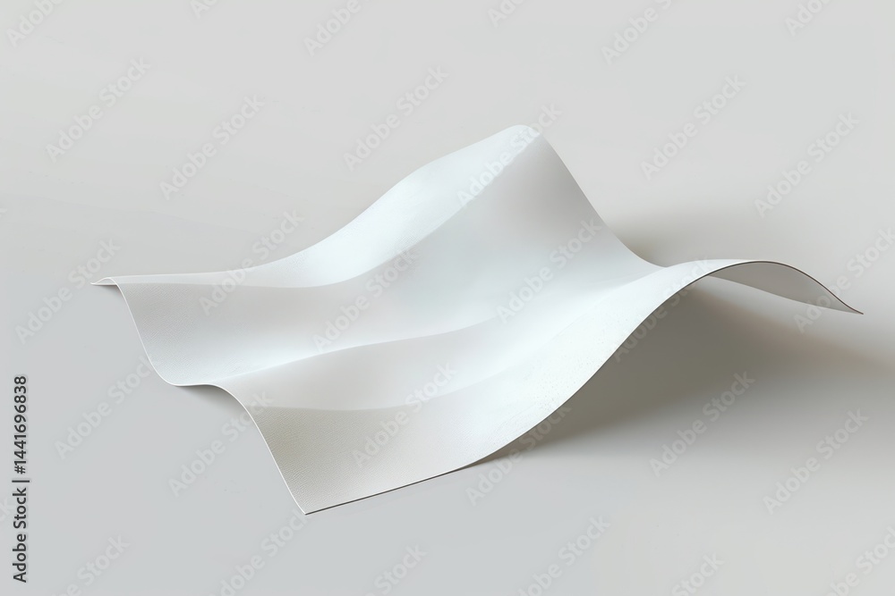 smooth white sheet of paper with gentle wavy folds lying on flat surface conveying lightness and fluidity smooth white sheet of paper with gentle wavy folds lying on flat surface conveying lightness and fluidity