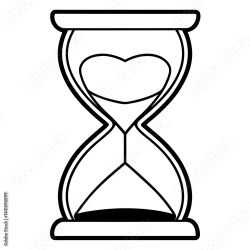 Timeless Love Hourglass with Heart Sand Line Art