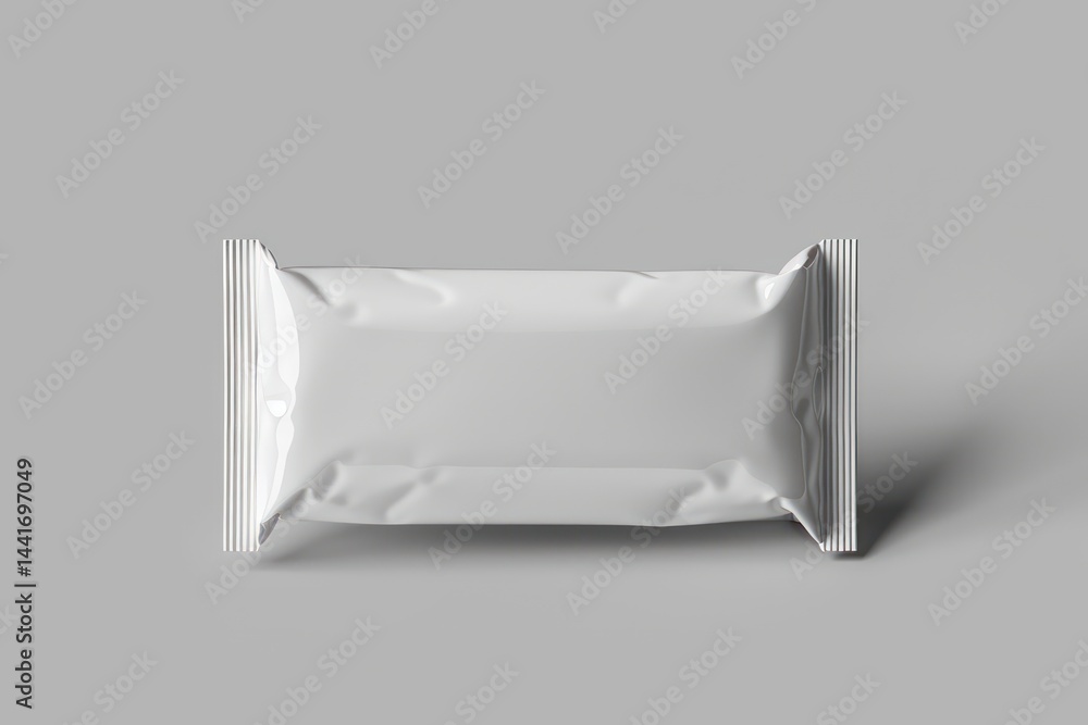 blank flexible rectangular packaging wrapper on a plain gray background, minimalistic and clean with subtle lighting and shadows, conveying simplicity and neutrality blank flexible rectangular packaging wrapper on a plain gray background, minimalistic and clean with subtle lighting and shadows, conveying simplicity and neutrality