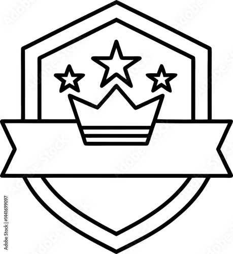 A badge with a crown and stars