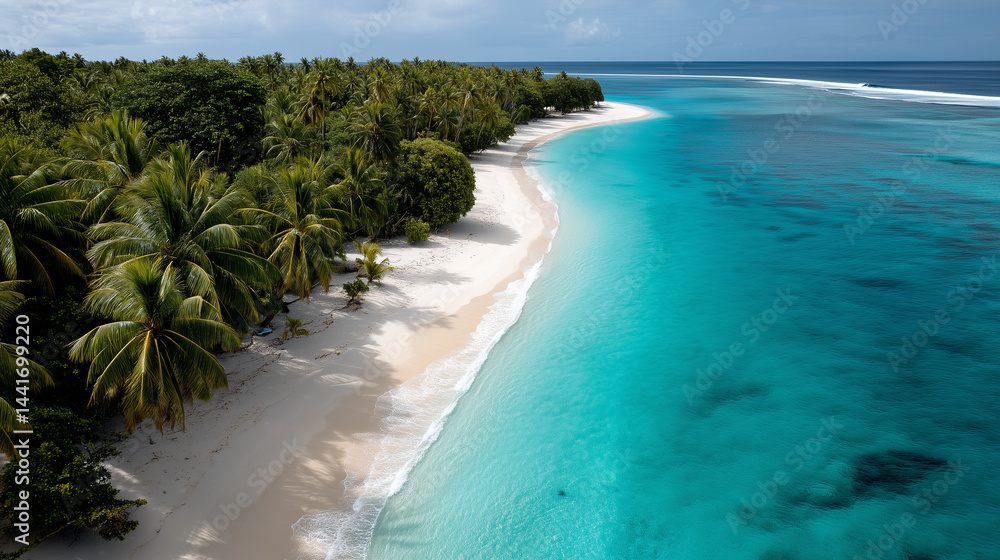 Aerial View of Serene Tropical Island Beach Aerial View of Serene Tropical Island Beach
