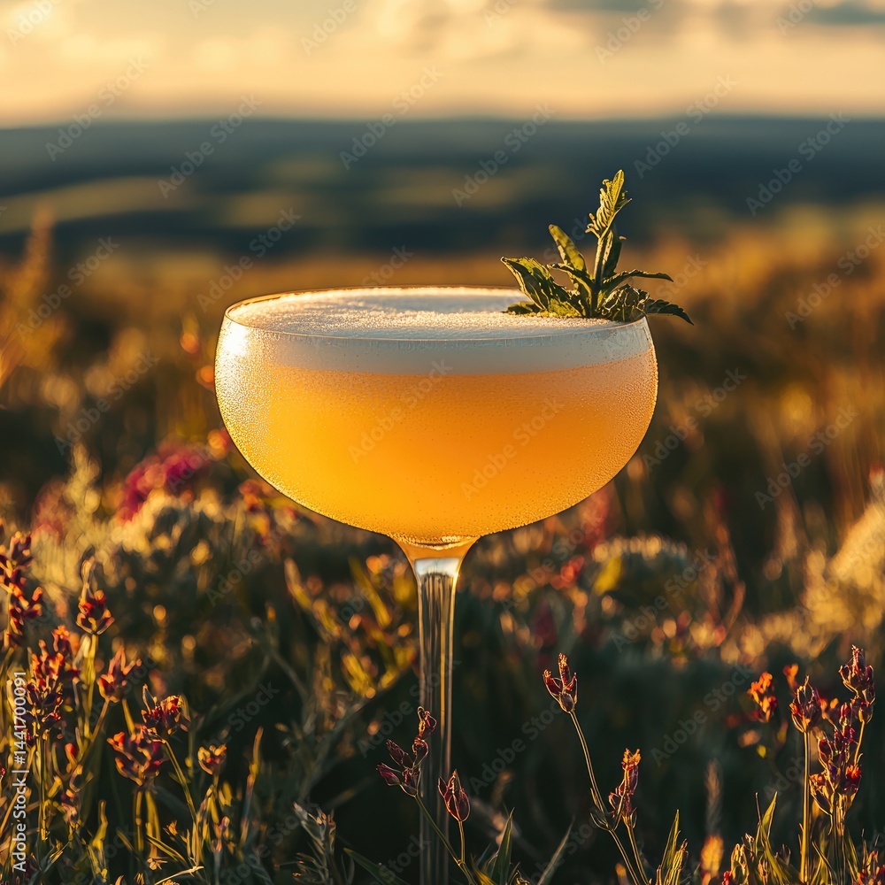 Among the endless fields there is a white cocktail.