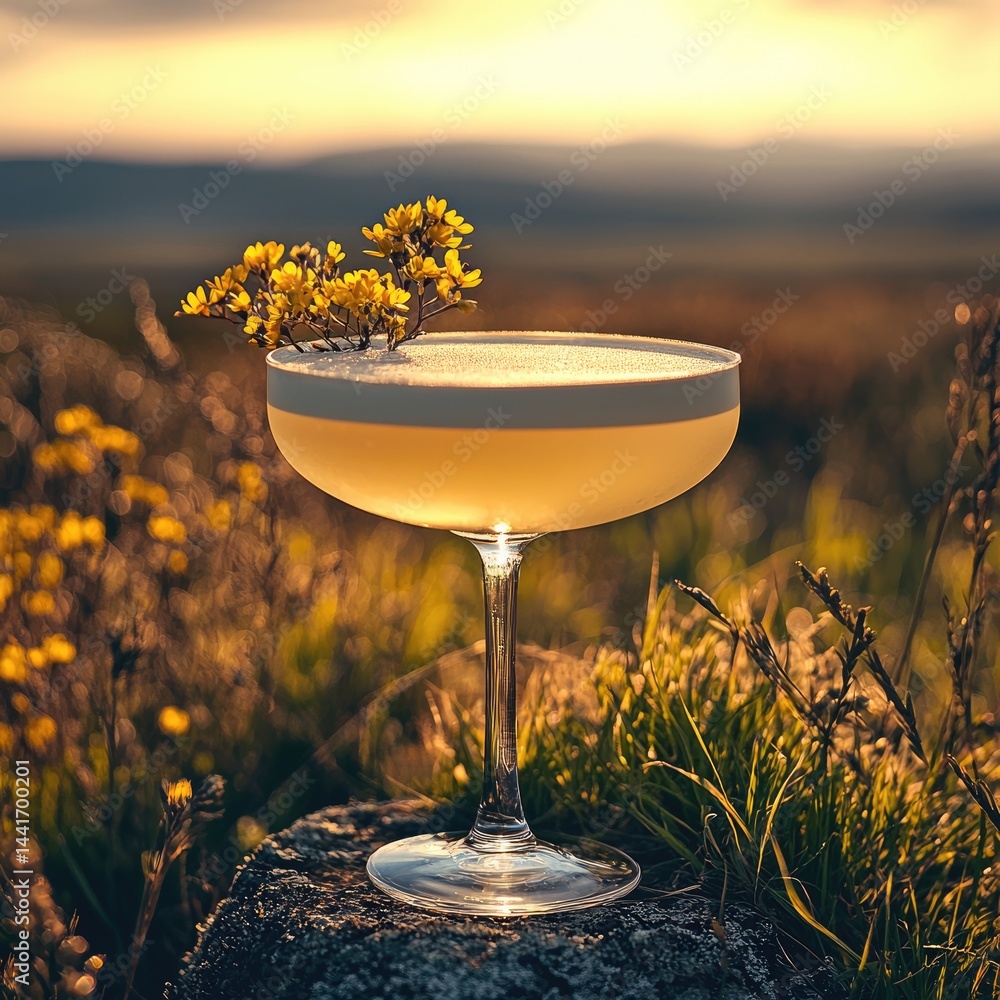 Among the endless fields there is a white cocktail.