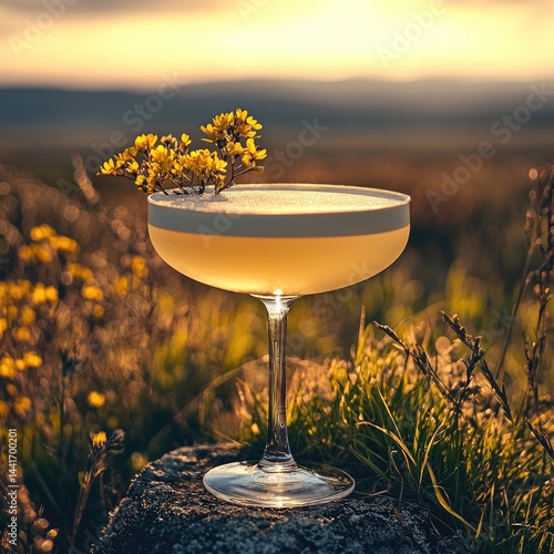 Obraz na płótnie Among the endless fields there is a white cocktail. w salonie