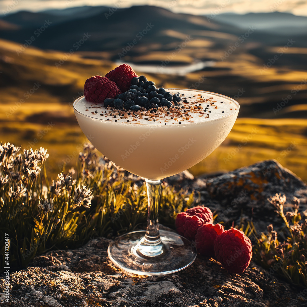 Among the endless fields there is a white cocktail.