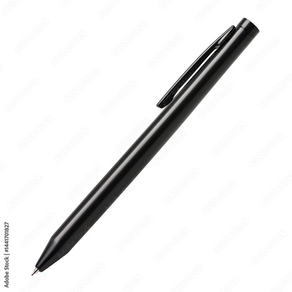 Metal pen on black background simple stationary design object copy space Metal pen on black background simple stationary design object copy space