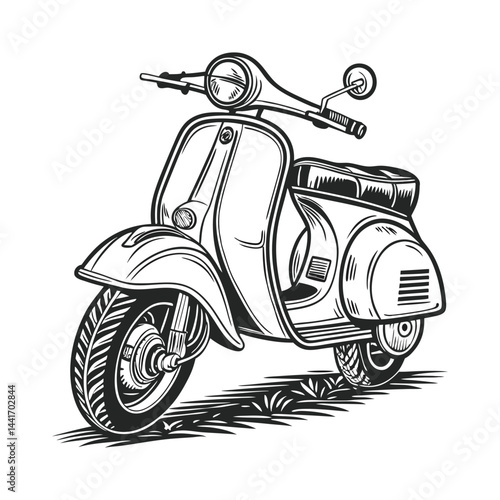 vintage scooter vector illustration