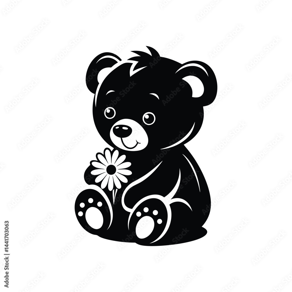 Obraz premium cartoon bear sitting upright vector illustration
