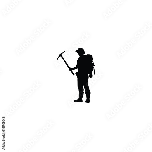 geologist hammer silhouette on white background