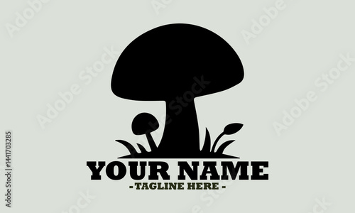 illustration Black and white drawing of mushrooms vector design, mushrooms logo art and mushrooms template design