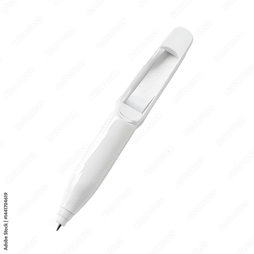 Minimalist white pen on black background writing and office tool Minimalist white pen on black background writing and office tool