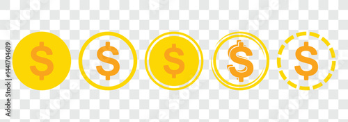 Dollar currency icon vector Illustration. Dollar sign, dollar coin, finance and economy sign