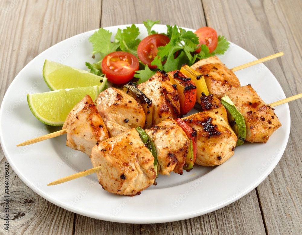 Zesty lime grilled chicken skewers, marinated with fresh lime juice and grilled to perfection for a juicy and flavorful appetizer or main dish Zesty lime grilled chicken skewers, marinated with fresh lime juice and grilled to perfection for a juicy and flavorful appetizer or main dish