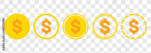 Dollar currency icon vector Illustration. Dollar sign, dollar coin, finance and economy sign