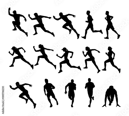 Wallpaper Mural running silhouettes vector collection Torontodigital.ca