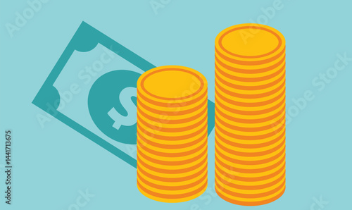 illustration of money bank notes symbolizing wealth, abundance, financial gain