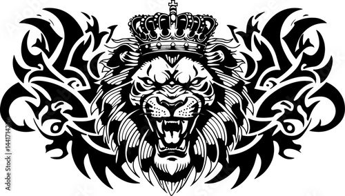Tribal Lion King Emblem Vector Tettoo
