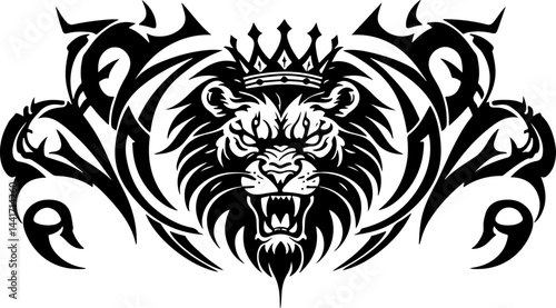 Tribal Lion King Emblem Vector Tettoo