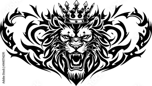 Tribal Lion King Emblem Vector Tettoo