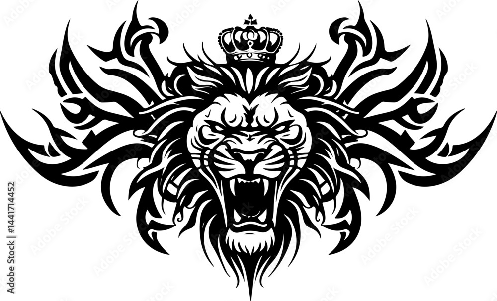 Obraz premium Tribal Lion King Emblem Vector Tettoo