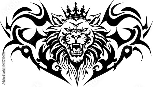 Tribal Lion King Emblem Vector Tettoo