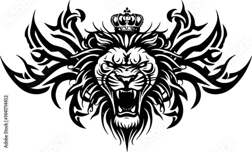 Tribal Lion King Emblem Vector Tettoo