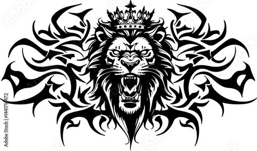 Tribal Lion King Emblem Vector Tettoo
